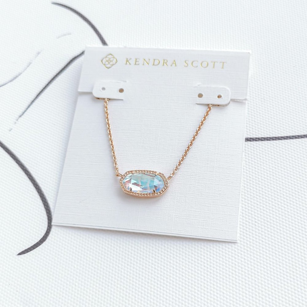 Elisa Rose Gold Pendant Necklace Dichroic Glass